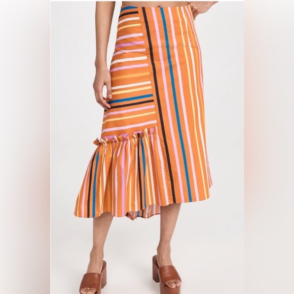 BROGGER Printed Heather Skirt Size Medium in Orange Multi Colored Stripes - Picture 11 of 12
